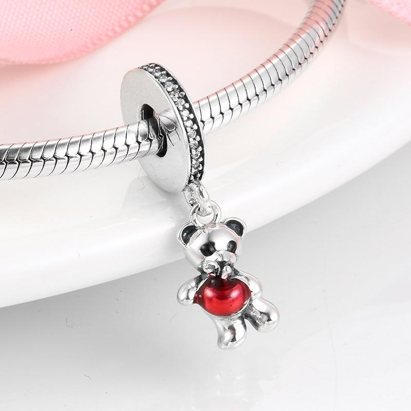 Fashion 925 Sterling Silver Square Rainbow Puzzle Bear Beads Fit Original Charms Jiuhao Bracelet Jewelry Making