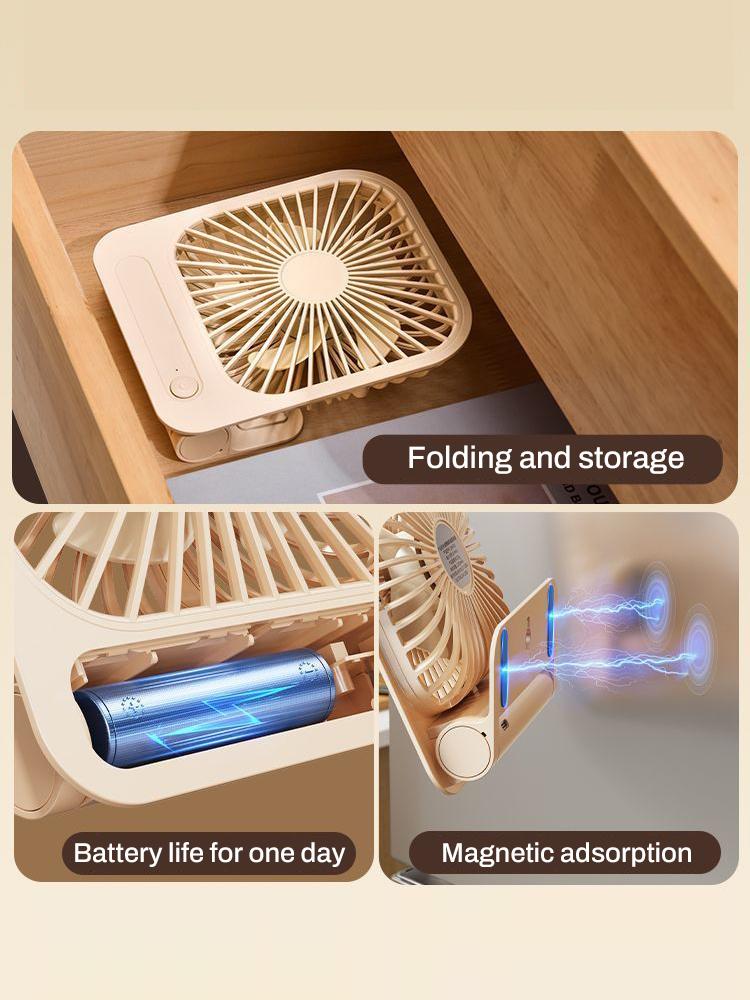 Magnetic Wall-mounted Fan Desk 180°Adjust Air Cooling Fan 4 Speeds Rechargeable Ultra-thin USB Fan for Kitchen Gym Refrigeration
