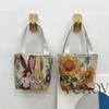 Bird Canvas Tote Bag Butterfly Flower Shoulder Bag Elegant Embroidery Ethnic Style Handbag  Outdoor