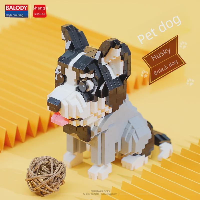 Husky & Schnauzer Toy Building Blocks - Cute Pet Dog Assembly Set for Kids