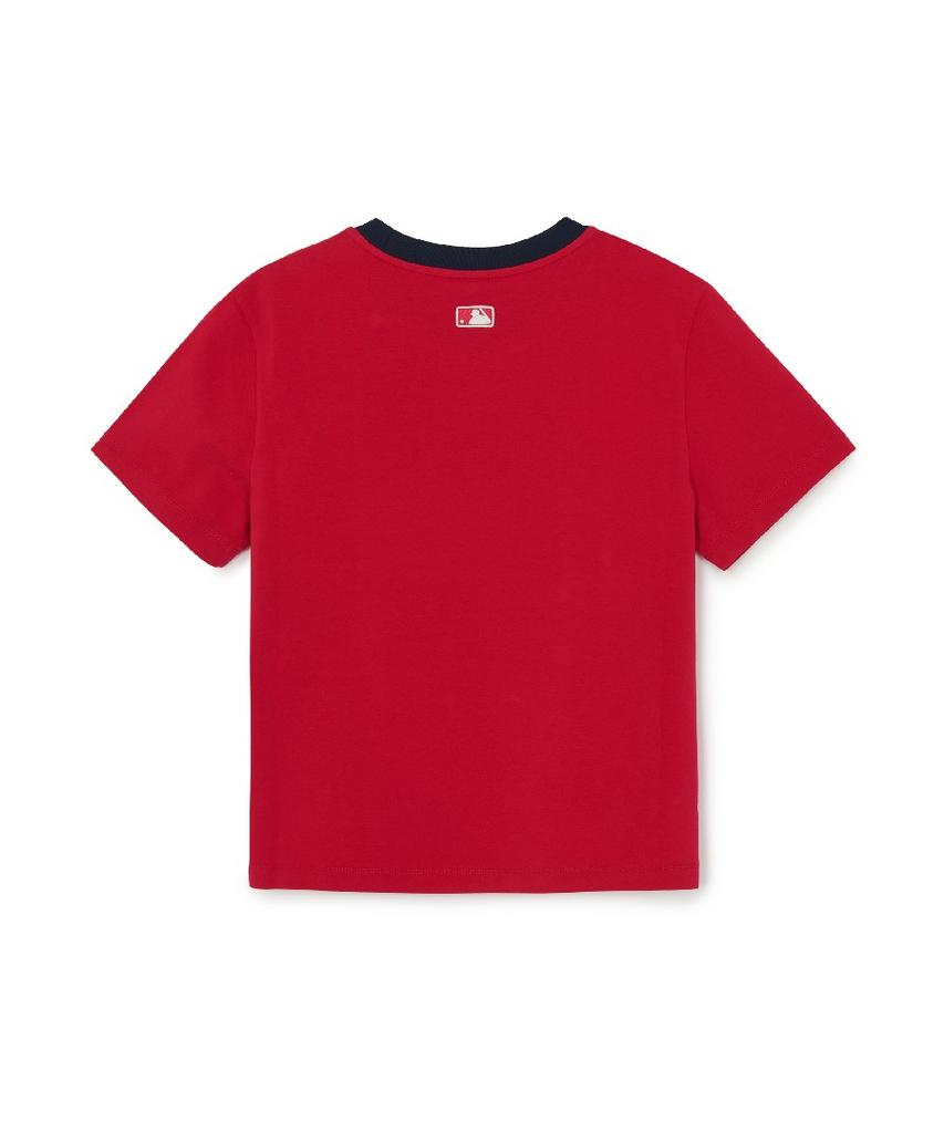 Emelbi Women'S Summer Fruit Ringer Slim Semi-Crop Short Sleeve T-Shirt Cle (Neon Red)