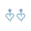 Geometrische Ohrringe in blauer Farbe für Damen Böhmische Blumen-Schmetterlings-Anhänger Weibliche Hängeohrringe
