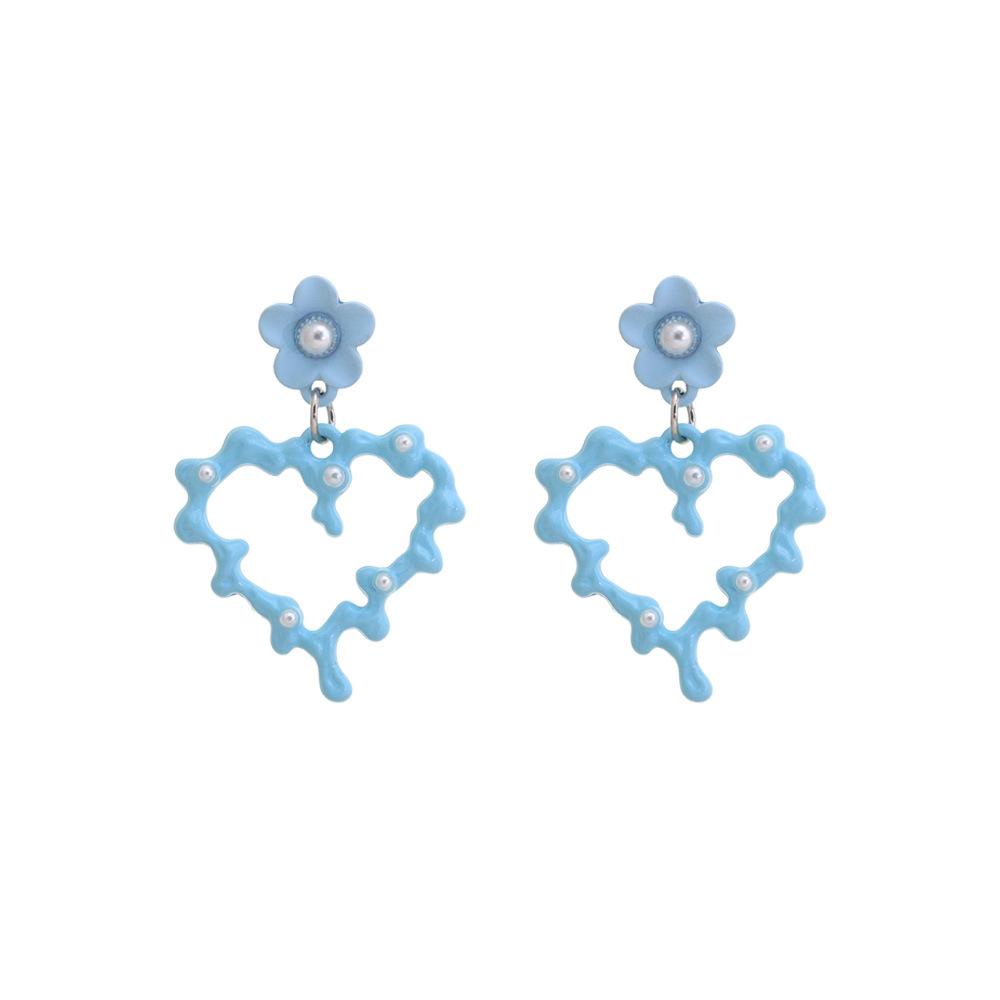 Geometrische Ohrringe in blauer Farbe für Damen Böhmische Blumen-Schmetterlings-Anhänger Weibliche Hängeohrringe