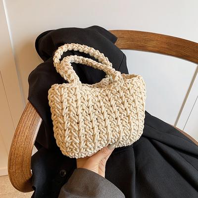 Borsa da Donna Tessuta a Mano 2024 Nuova Moda, Borsa da Spiaggia Portatile per il Tempo Libero e Popolare, Borsa Intrecciata in Erba Raffinata