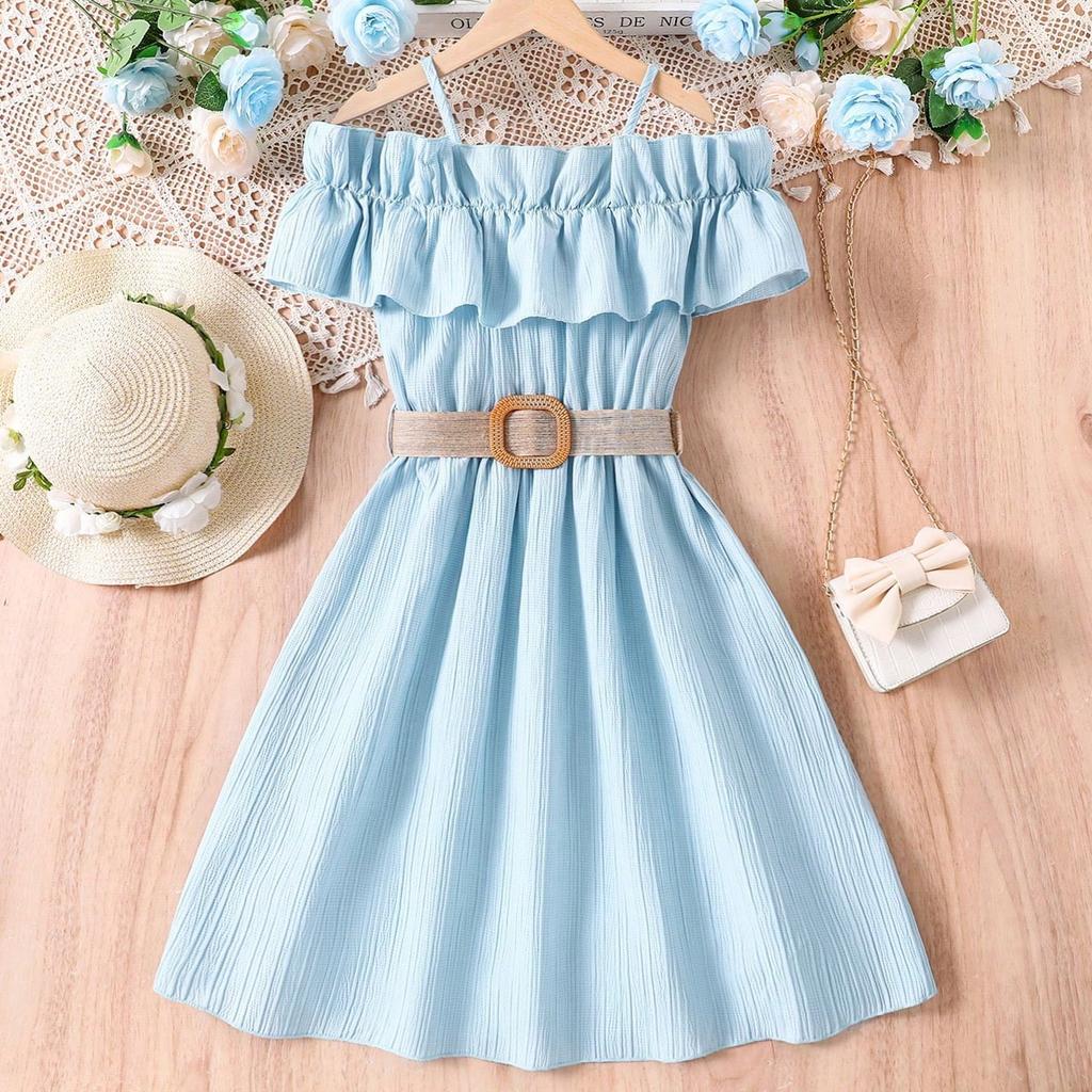 One-shoulder Suspender-stitched Lace Fashionable Girls' Dress