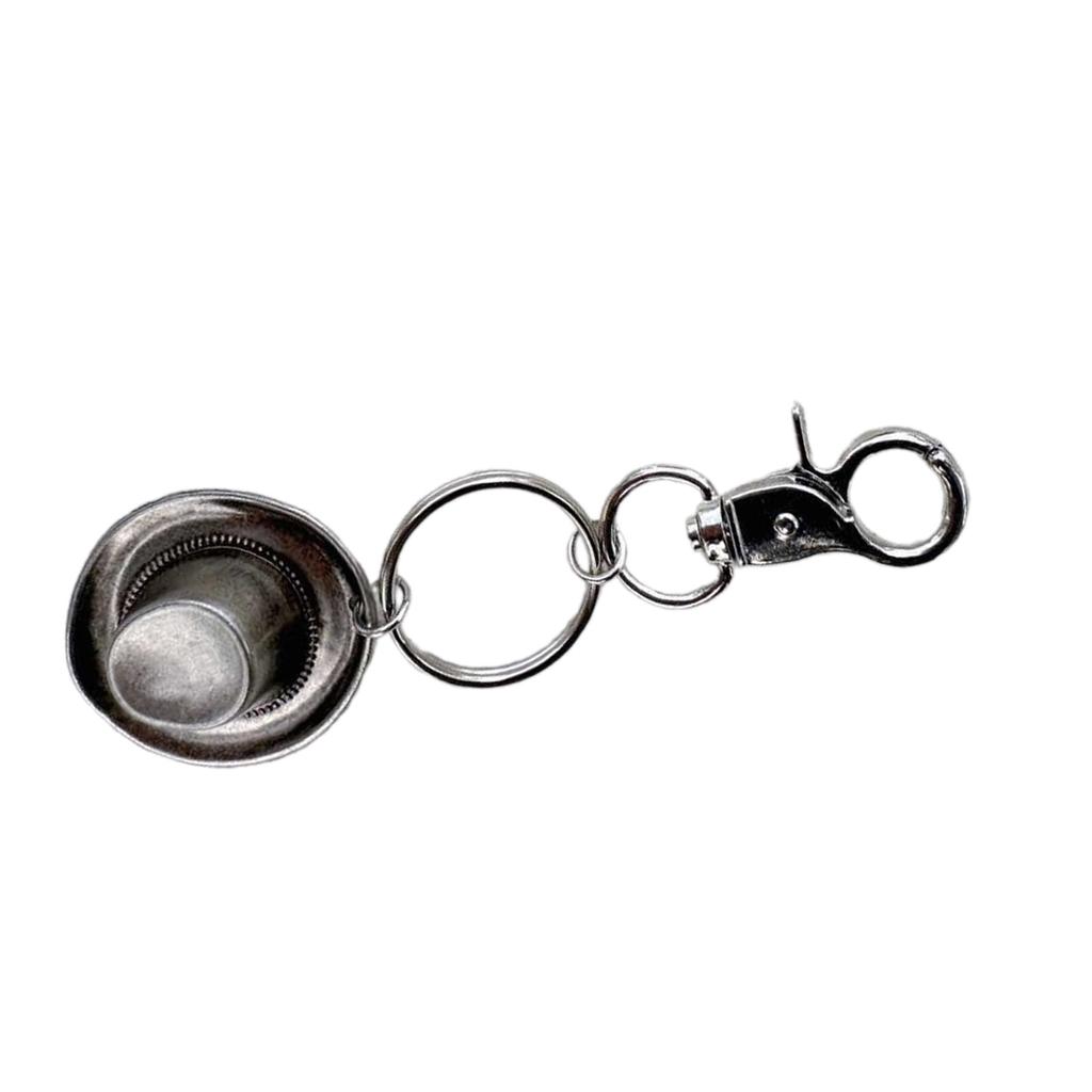 Vintage Cowboy Hat Keychain Charm Fashionable Keyrings Personalized Bag Hanging Accessory for Men and Women