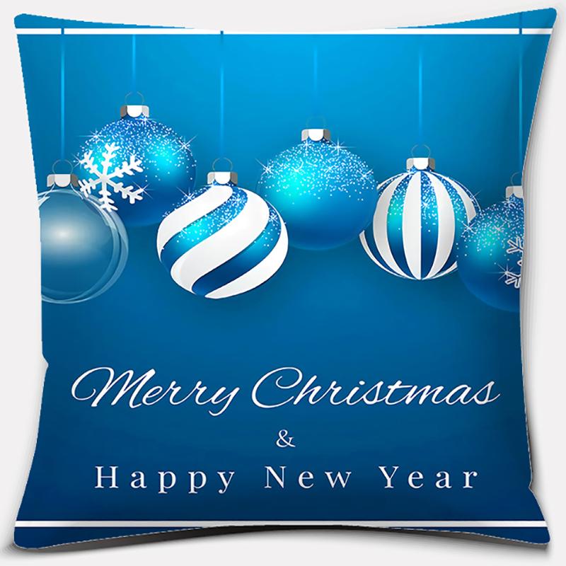 Blauer Weihnachtsstrauß Druckserie Muster Kissenbezug Quadratischer Kissenbezug Home Office Dekoration Kissenbezug