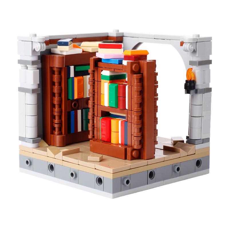 MOC Medieval Furniture Pharmacist Wine Barrel Bar Scrolls Cabinet Building Blocks Piano Bookshelf Paper Map Bedrooms Bricks Toys