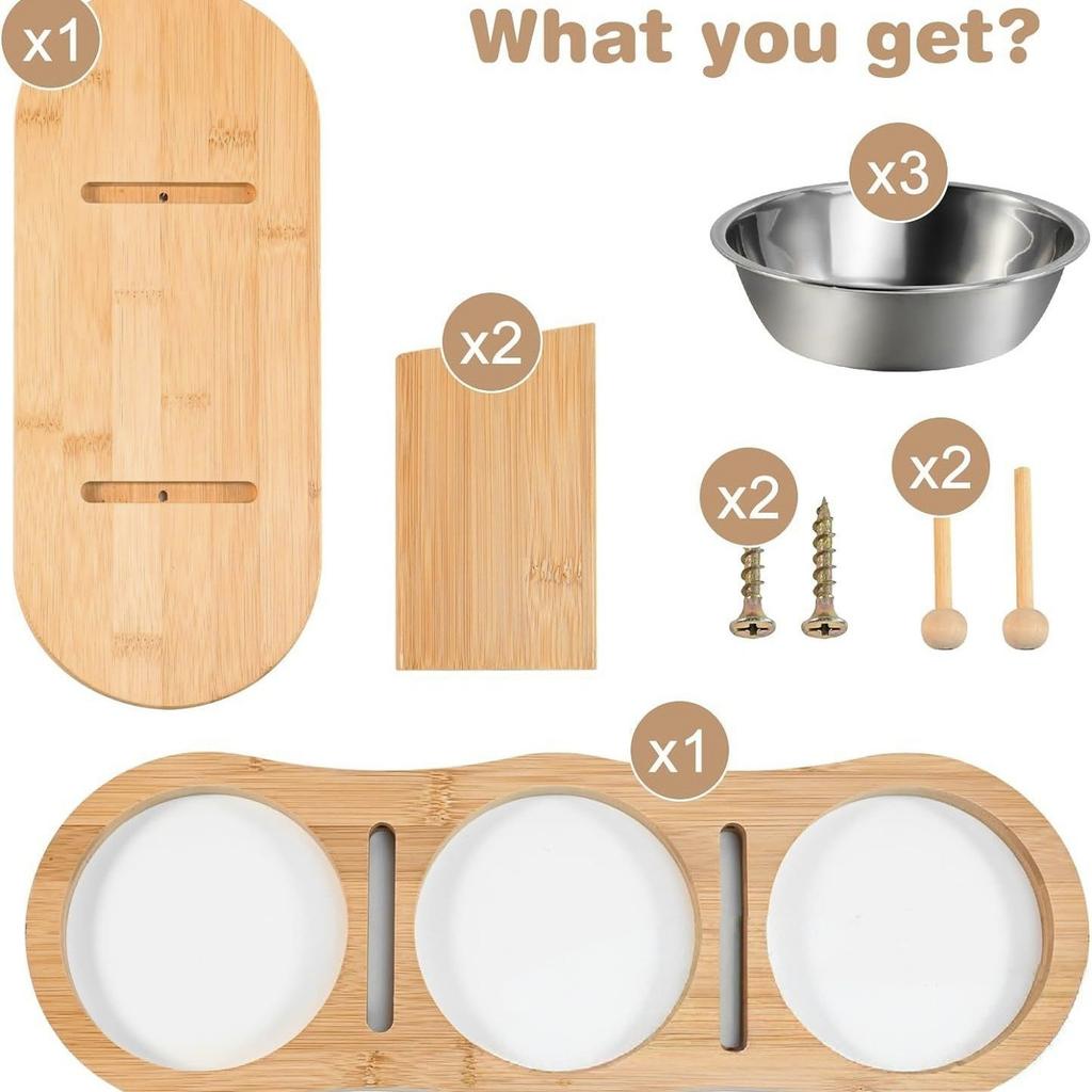 Katzennäpfe Erhöhte Katzennäpfe, Welpen Kleine Hunde, Erhöhter Hundenapfständer Futterspender Verstellbarer Hunde Katzennapfständer mit 3 Edelstahlnäpfen