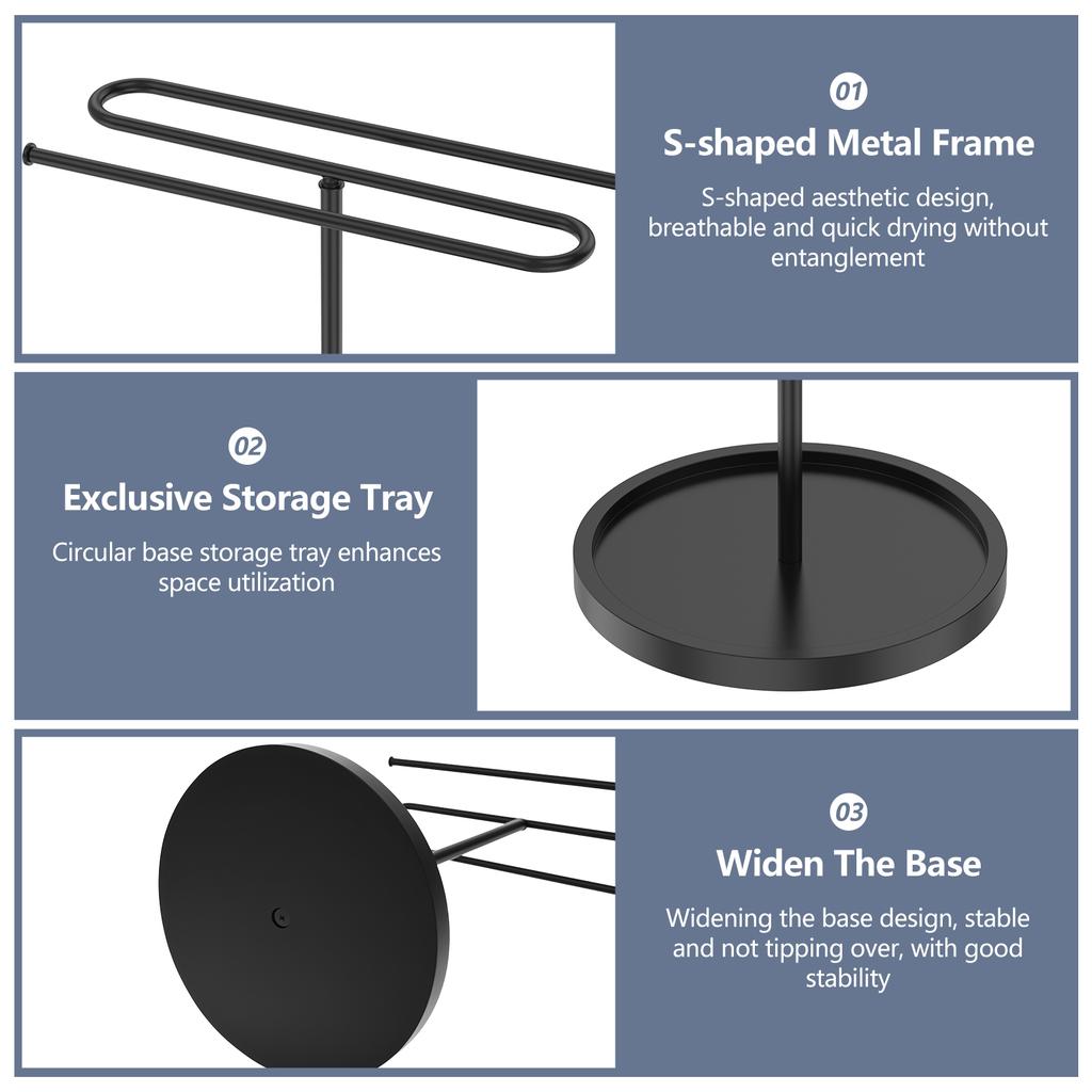 Hand Towel Holder Stand Metal S Shaped Standing Towel Rack with 7inch Stable Base Countertop Storage Rack for Bathroom Kitchen
