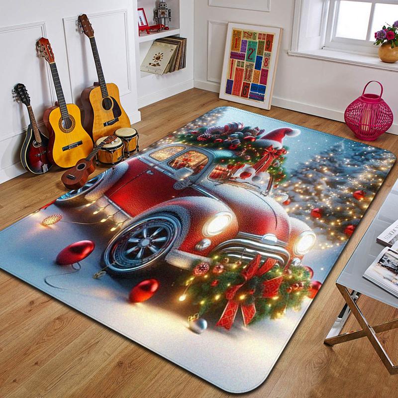 C-Weihnachten Bedruckter Teppich Eingang Fußmatte Wohnzimmer Schlafzimmer Badezimmer Rutschfester Teppich Heimdekorative Fußmatte Neujahrsgeschenk