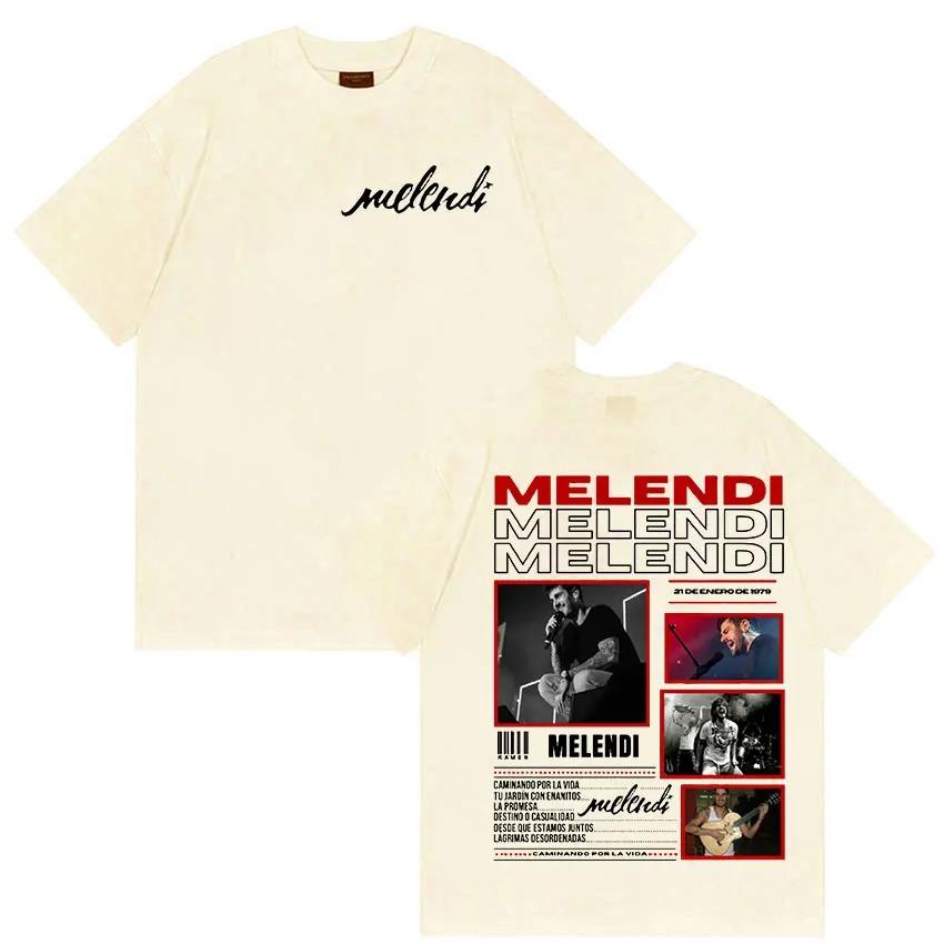 Rapper Melendi Tour 2025 Album Merch T Shirts Men's Vintage Gothic Oversized Cotton T-shirt Plus Size Streetwear Cotton Hip Hop