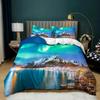 3D Print Aurora Borealis Polyester Duvet Cover Set Tree Under Magnetic Field Of Nature With Northern Lights Landscape Picture