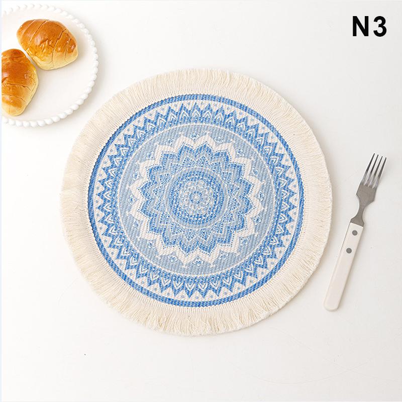 M-Round Placemat Cotton Tassel Antiskid Dining Table Mat Absorbent Insulation Dish Pad Desk Decoration And Accessories Plate Mug
