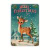1pc Vintage Christmas Reindeer Iron Tin Sign, 8x12 Inches, Merry Xmas Wall Decor for Home, Bar, Cafe, School, Library, Garage