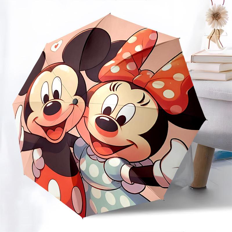 Mickey Mouse, Minnie Mouse Themed Automatic Opening and Closing Umbrella, Brightly Colored 8-rib Portable Umbrella, Suitable for Men and Women, A Perf