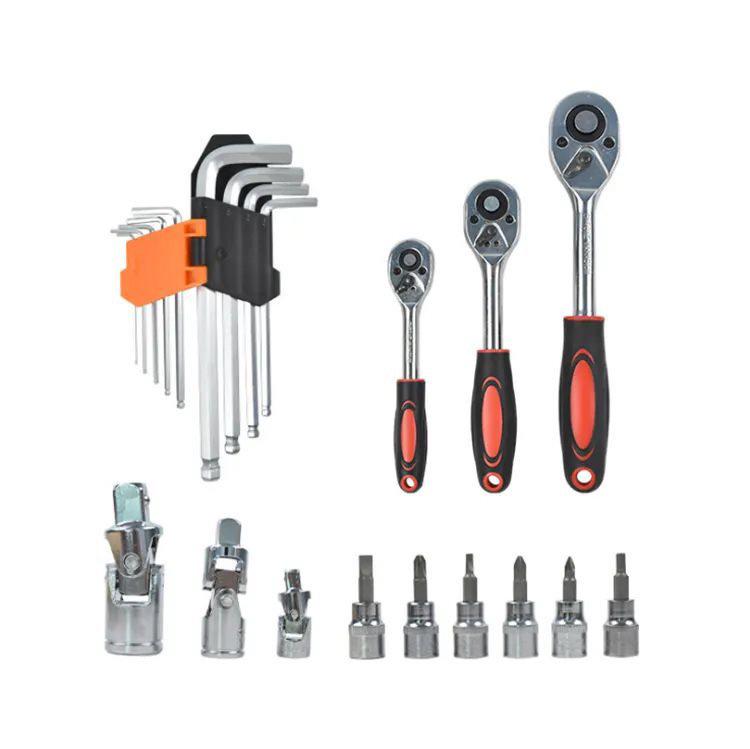 53-Piece Hex & Phillips Screwdriver Set with Ratchet Wrench & Socket Tool for Car & Motorcycle Repair