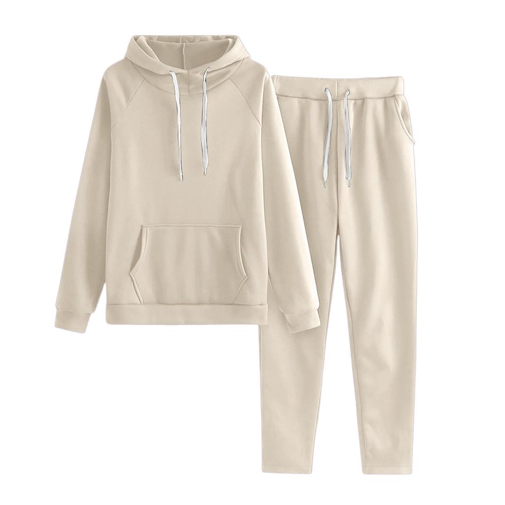 Women's Fashion Solid Colour Long Sleeve Long Pants Sport Two Piece Set