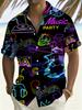 Music Party Themed Print Plus Size Short Sleeve Shirt, Men's Summer Fashion Trendy Casual Shirt, PLUS SIZE