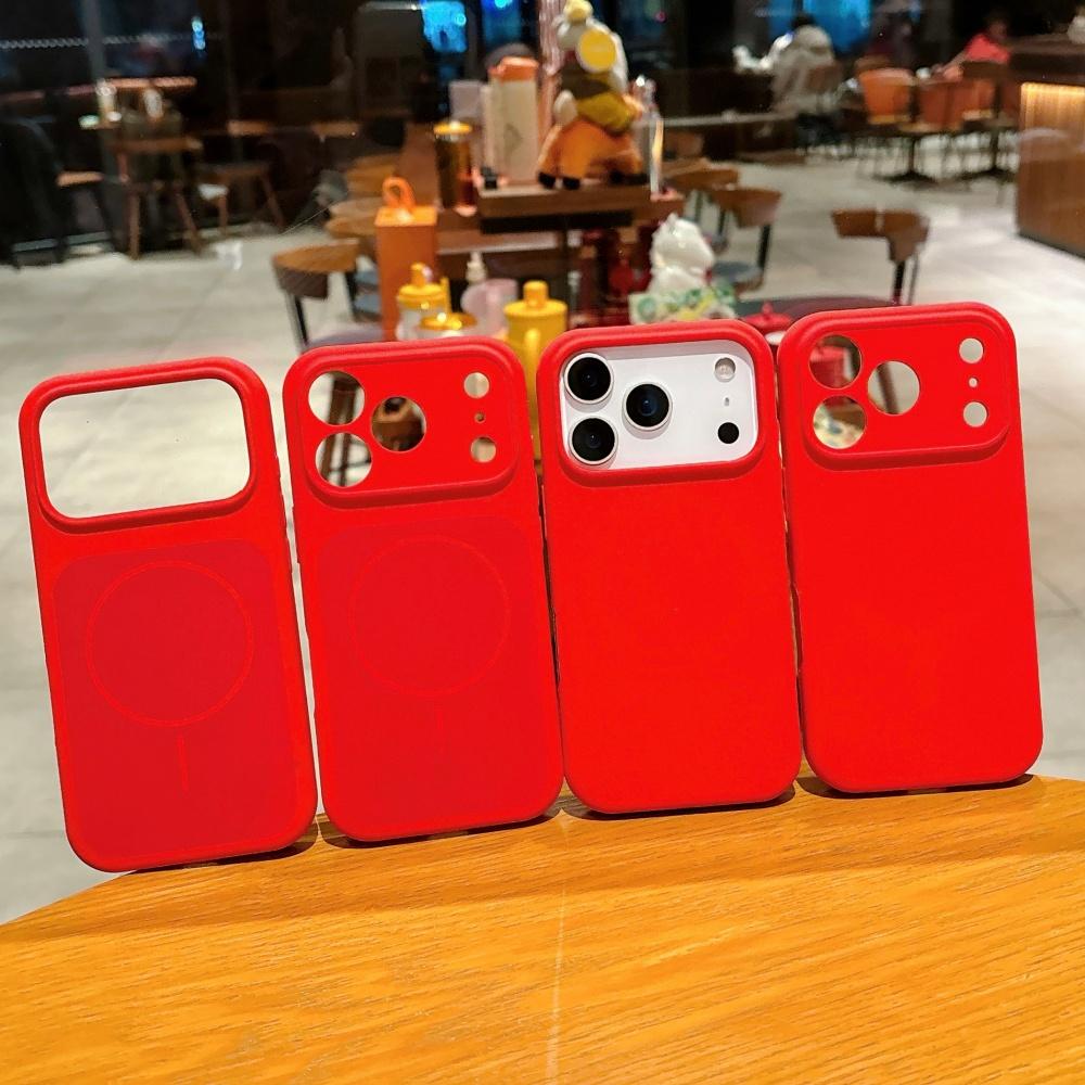 Soft Silicone For Magsafe Chinese Red Magnetic Phone Case For iPhone 17 Air 16 15 14 Plus 13 Pro Max Wireless Charge Matte Cover