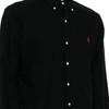Polo Ralph Lauren Solid Logo Embroidered Pointed Collar Long Sleeve Shirt Men shirts Black 710767906-004