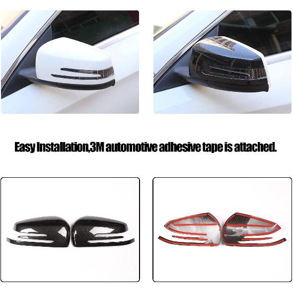 For Mercedes Benz A CLA GLA GLK Class W176 W117 X156 X204 2014-2017 Carbon Fiber Side Rear View Mirror Cover Trim