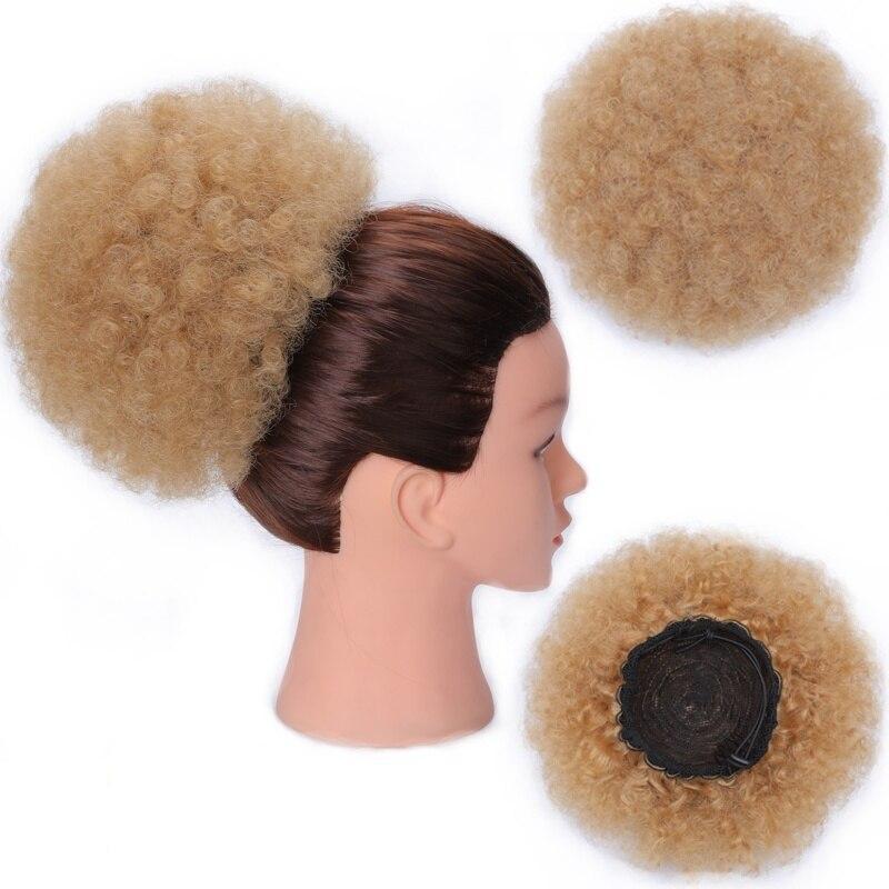 Women Kinky Curly Hair Wig Synthetic Fiber Curly Short Afro Drawstring Puff Ponytail Hair Extensions Party Time Daily Use