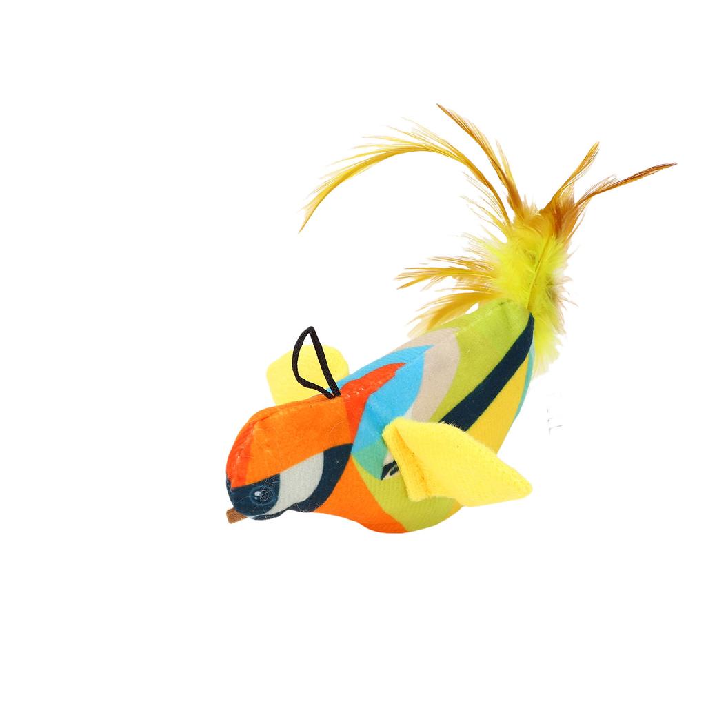 4 Stück Interaktives Hängendes Vogel Katzenspielzeug Set Zwitscherndes Geräusch Lebensecht Plüsch Katzenminze Kätzchen Jagd Übungsspielzeug für Drinnen