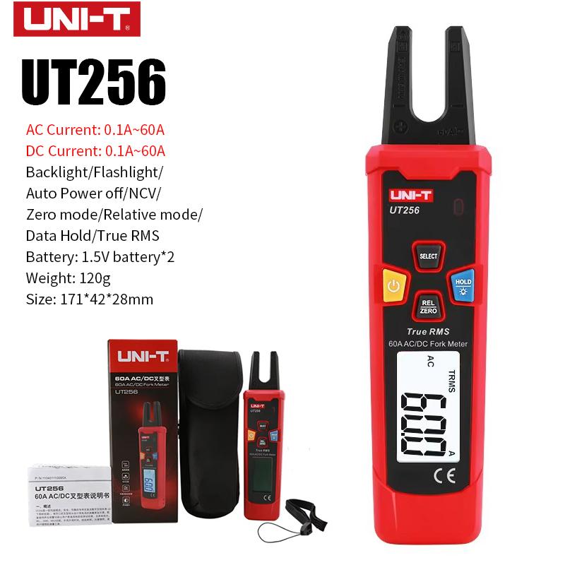 

UNI-T Fork Meter UT256 60A AC DC Current Digital Clamp Meter True RMS Щипці Амперметр NCV Ом Електричний тестер Високоточний