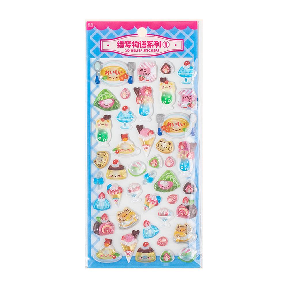 1/4pcs Cute 3D Sushi Candy Relief Stickers for Handmade Diy Scrapbooking Journaling Supplies