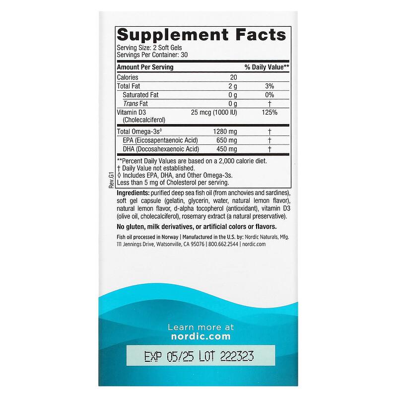 Ultimate Omega-D3, Lemon, 60 Soft Gels