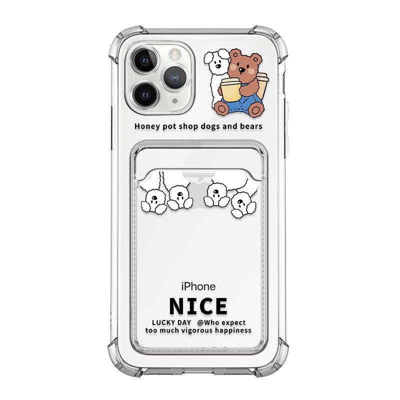 

Чехол-картхолдер Zhitai с мультяшным медведем для iPhone 16 Pro Max, iPhone 15, 14, 6, 7, 8 и Plus iPhone 14 Pro Max