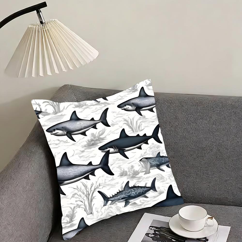 Shark Fashion Cushion Cover Pillowcase Ultra Soft Skin Friendly Fabric Cloud Like Comfort  Concealed Zipper
