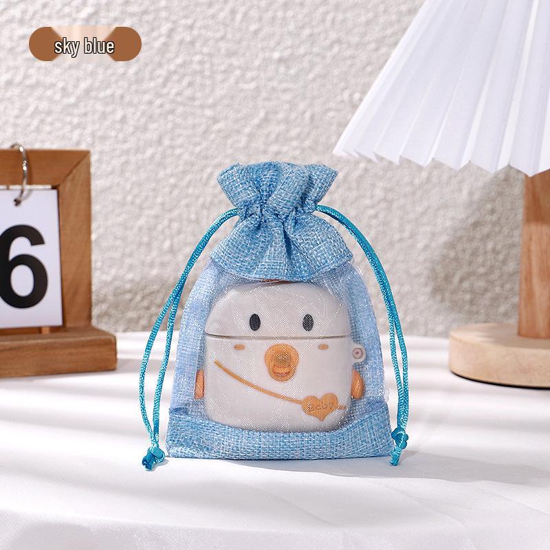 Drawstring Linen Jewelry Gift Bag - Composite Linen Storage Bag Available