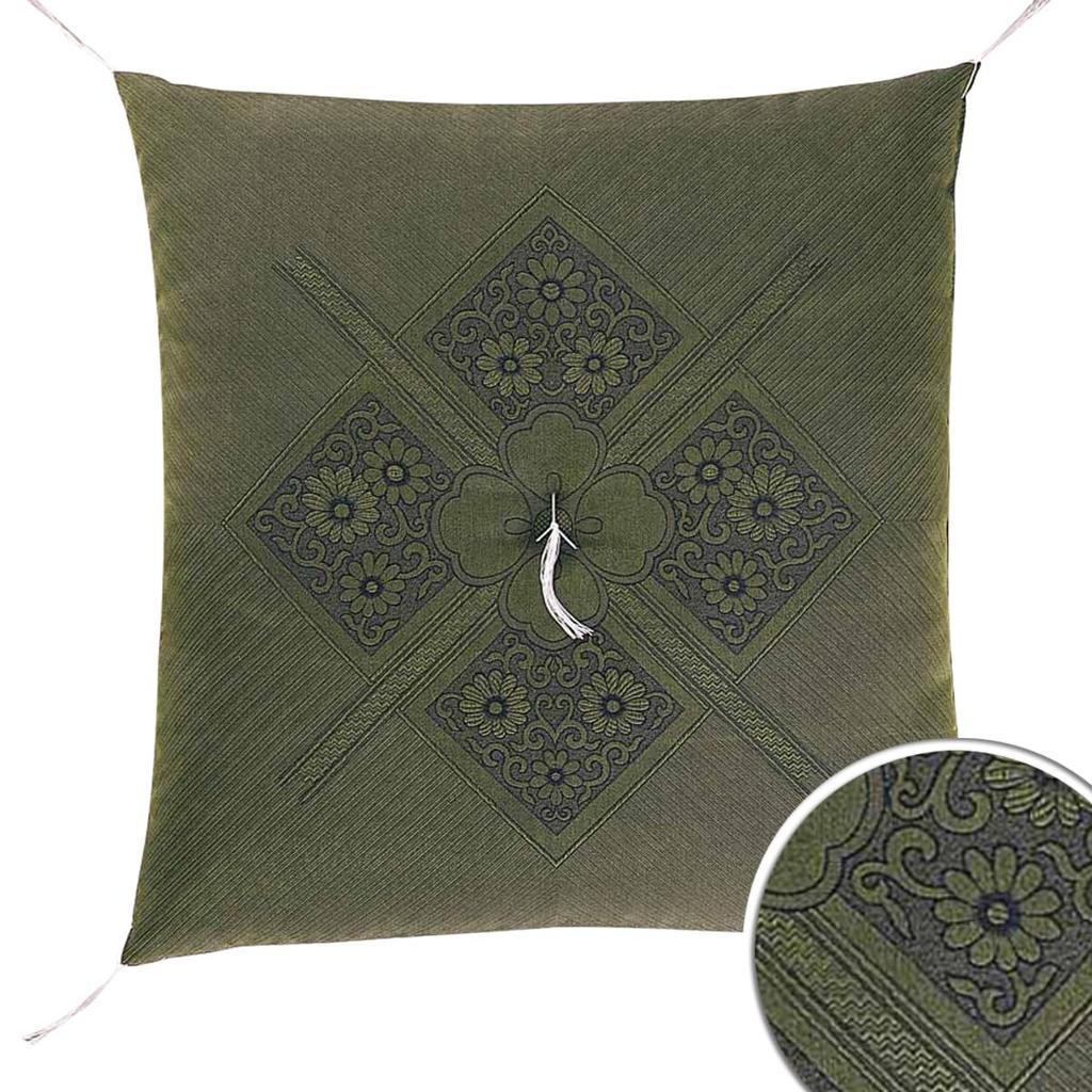 Gozen Zabuton (58x61cm) for Buddhist memorial services, Fukure (Green), for Japanese-style rooms, for use in front of the Buddha