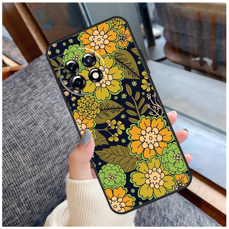 Orange Flower Pattern Case For OnePlus Nord CE 2 3 Lite 2T N10 N20 N30 Ace 8T 9RT 10T 10R 8 9 10 Pro 11 Coque