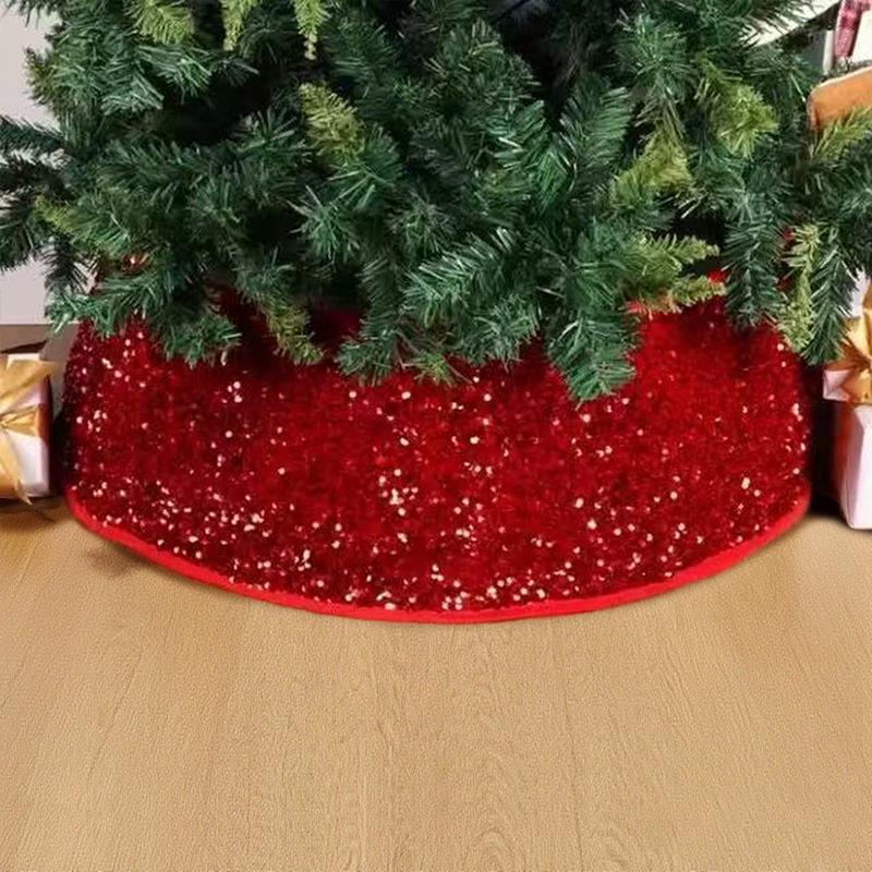 Vertical Diamond Plush Knitted Christmas Tree Skirt with Holiday Ornaments
