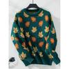 Ladies' Elegant Autumn Leaf Printed Sweater - Soft Elastic Long Sleeve Round Neck Hoodie with Fallen Leaf Pattern
