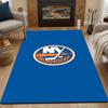 NY Islanders Logo On Blue Background Patterned Carpet, Non Slip Mat Suitable for Living Room and Bedroom Sofas