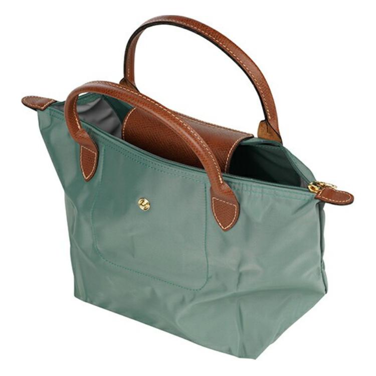Longchamp Le Pliage Short Handle Zipper Snap Closure Canvas And Leather Tote Bag Small Women tote bag Pine-Green 1621089139
