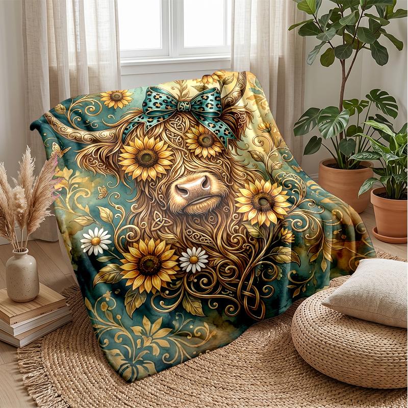 Mechanical Calf In Farm Theme Blanket Lightweight Warm Flannel Blanket Decorative Throw Blanket for Home Decoration