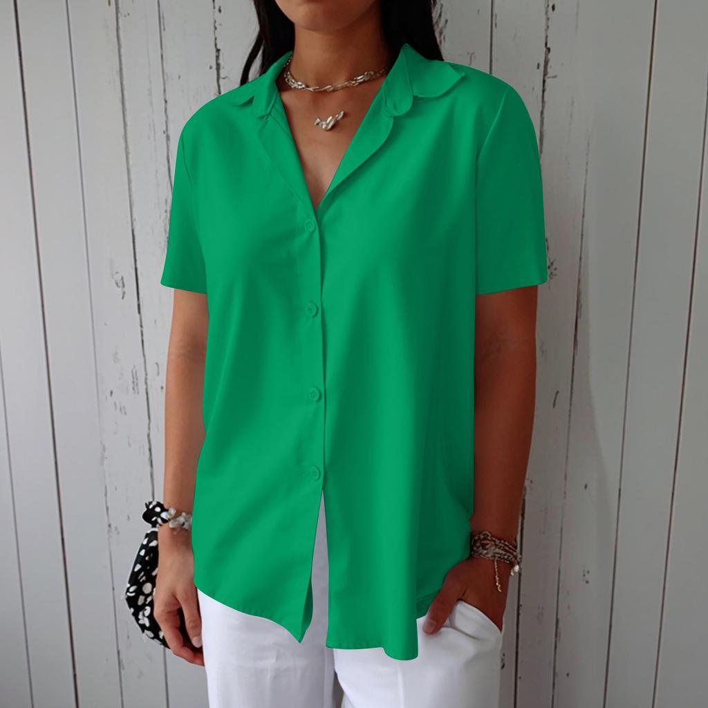 Fashion Womens Chiffon Solid T-Shirt Ladies Plain Short Sleeve Blouse Top
