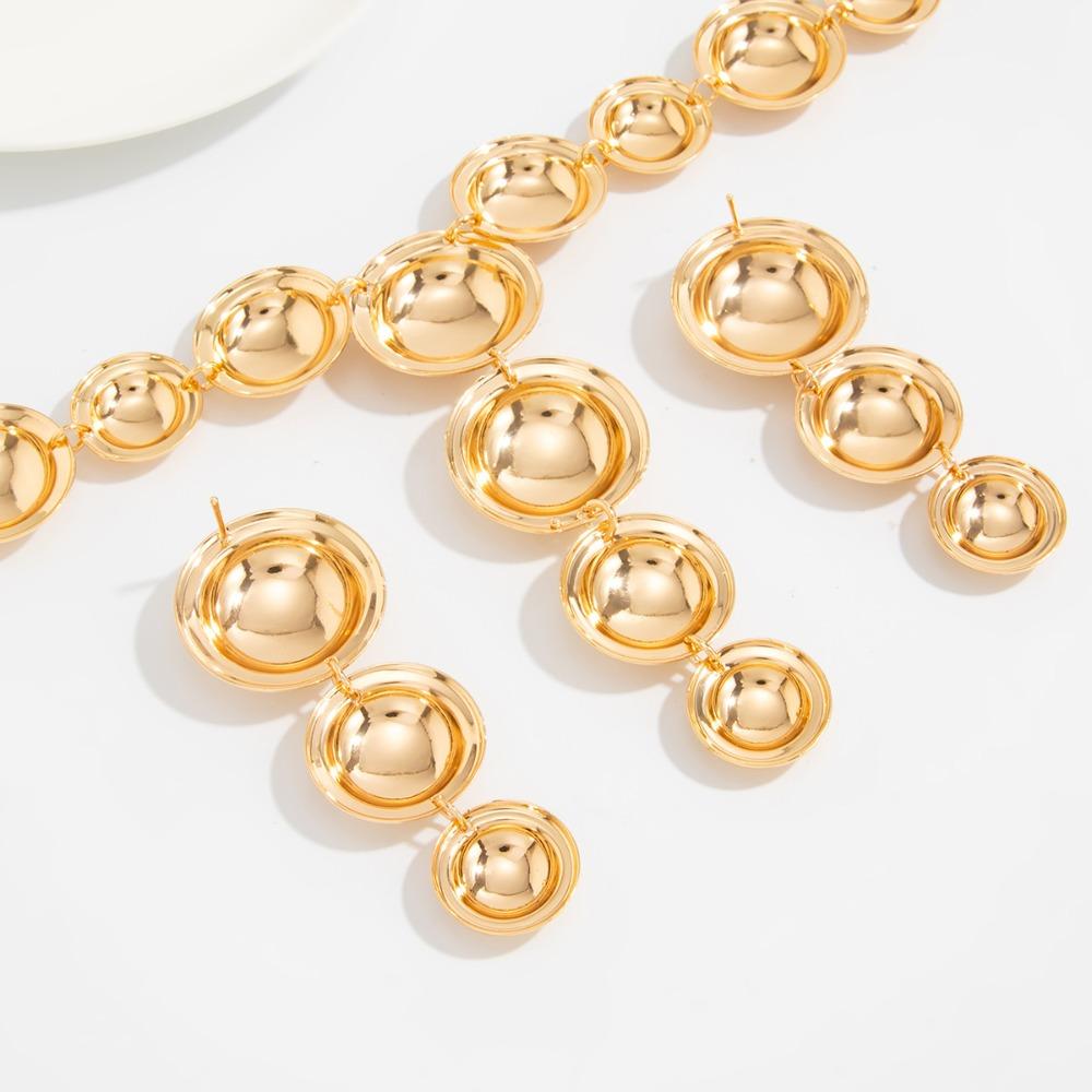 Metal Necklace Earrings Set Luxury Exaggerated Geometric Jewelry Set  Girls