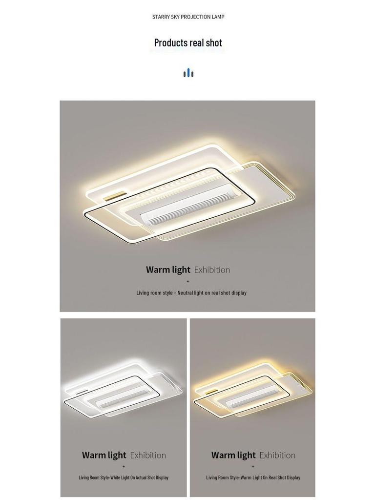 Smart Tricolor Leafless Ceiling Fan Light with Voice Control for Living Room & Bedroom - 110V