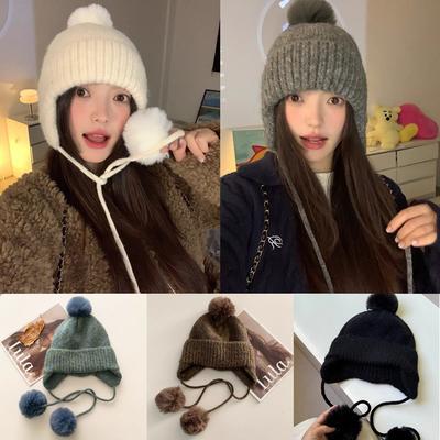 Women'S Knitted Hat Autumn And Winter  Warm Earmuffs Korean Style Hat