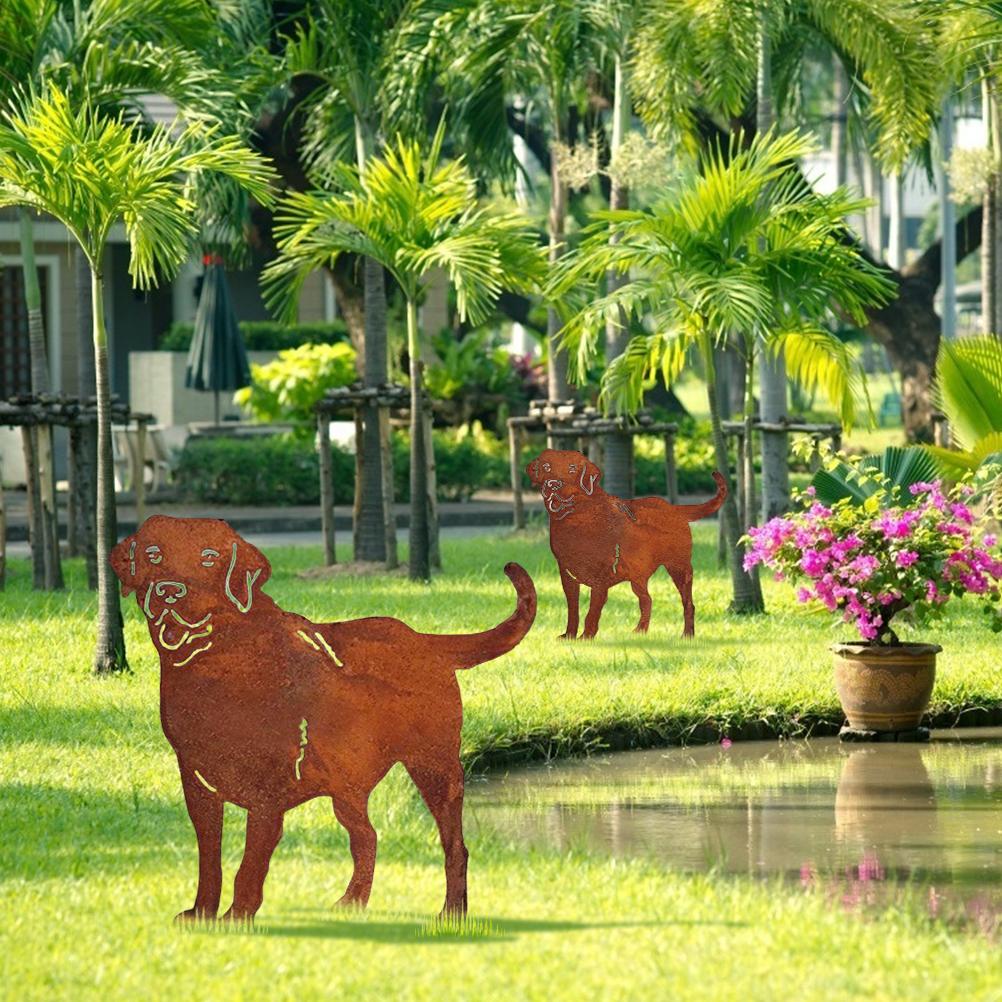 Metal Dog Decorative Garden Stakes Dog Silhouette Garden Decoration for Outdoor Lawn Ornaments Yard