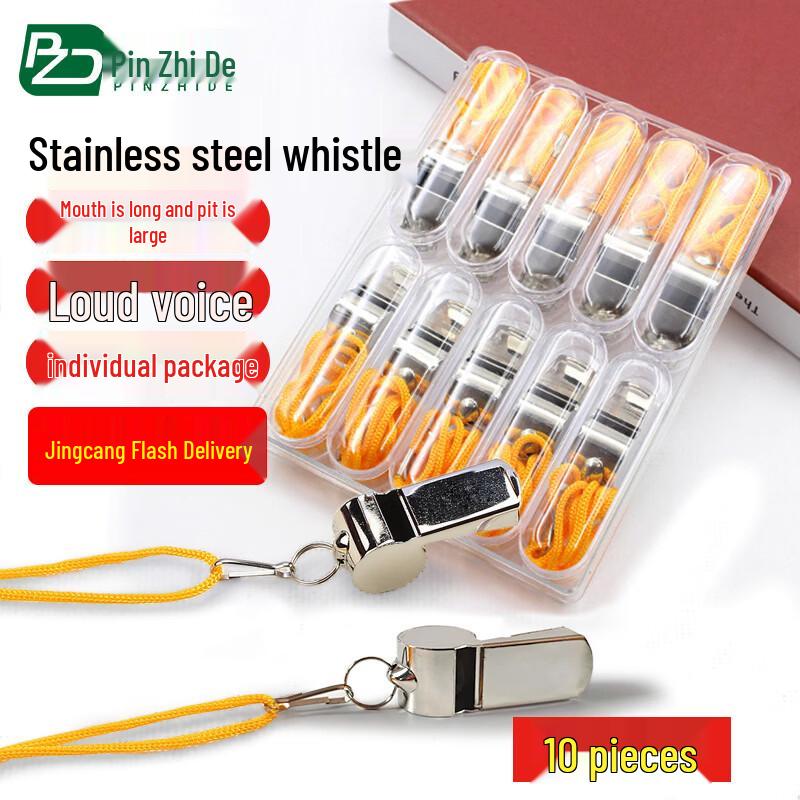 Stainless Steel Emergency Survival Whistle (10-Pack)