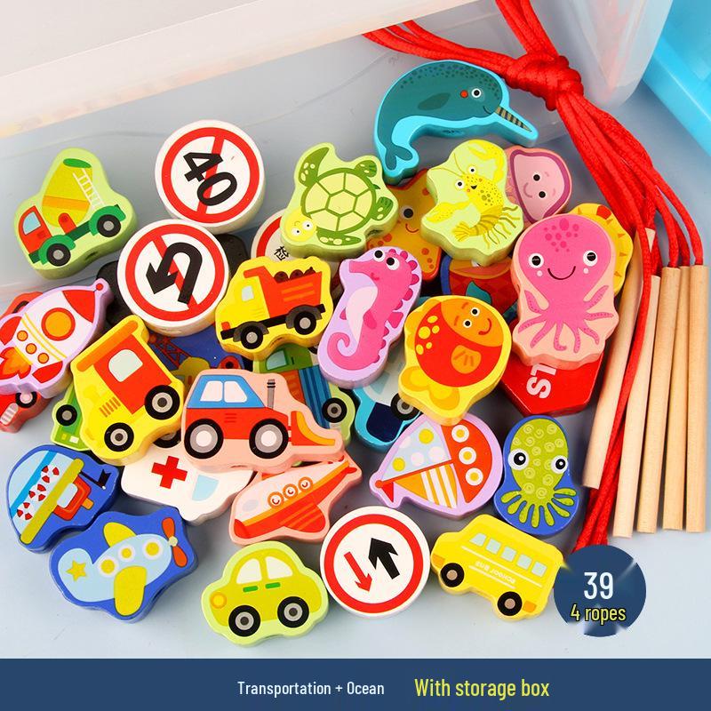 Wooden Bead Stringing Toy for Children's Educational Development