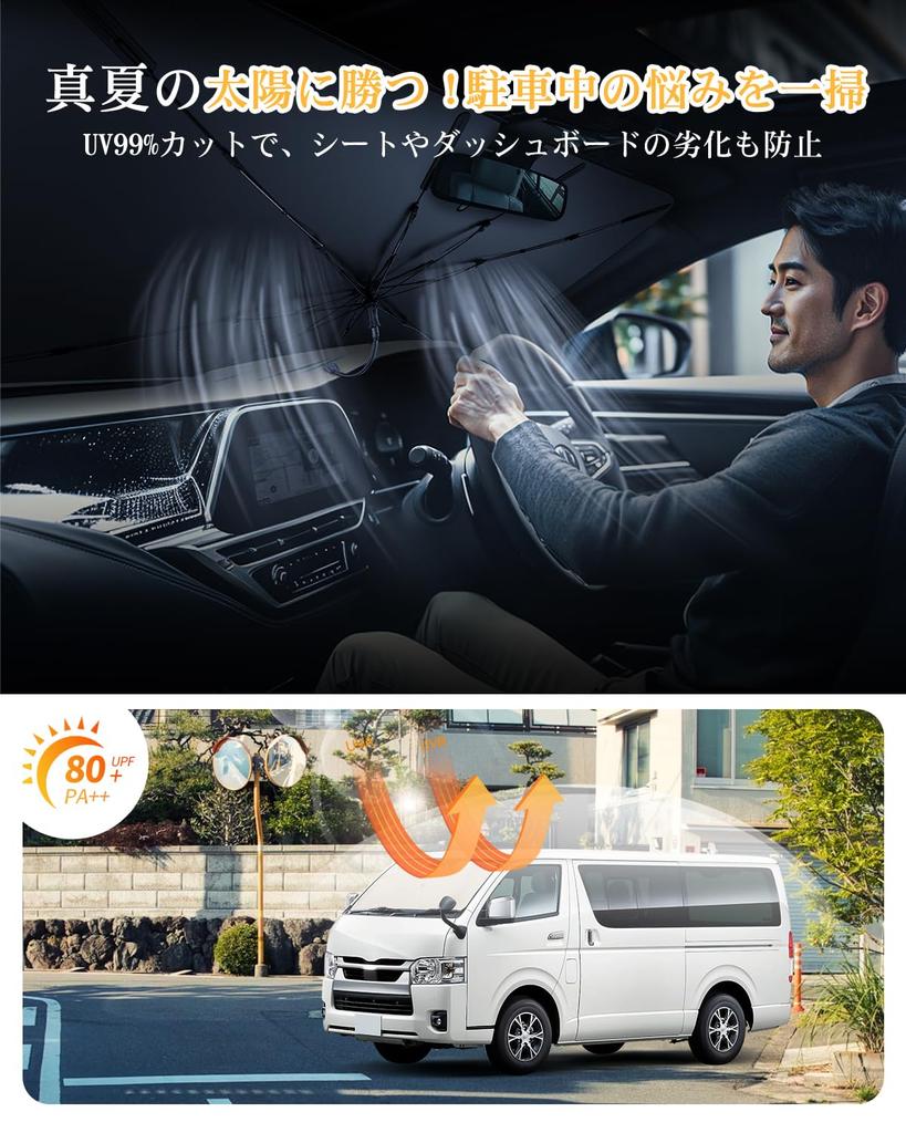 2025 Innovation, Storage & Fabric [LFOTPP] Toyota Hiace 200 Series Front Umbrella-Shaped Sun Shade