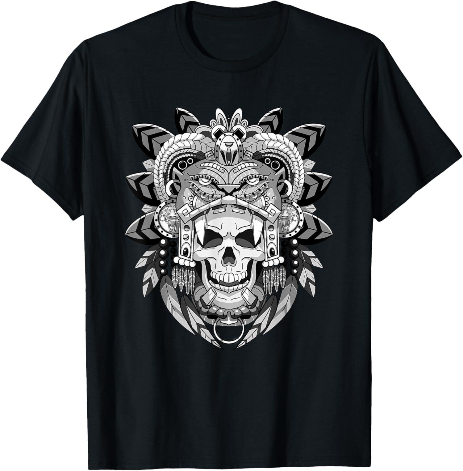 

NEW LIMITED Aztec Warrior Skeleton Mexican Aztec Civilization T-Shirt Mens Womens Tees Top Tops Tee XL